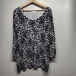 Roz & Ali Knit Cardigan Sweater Women Plus Size 2X White Black Winter Casual